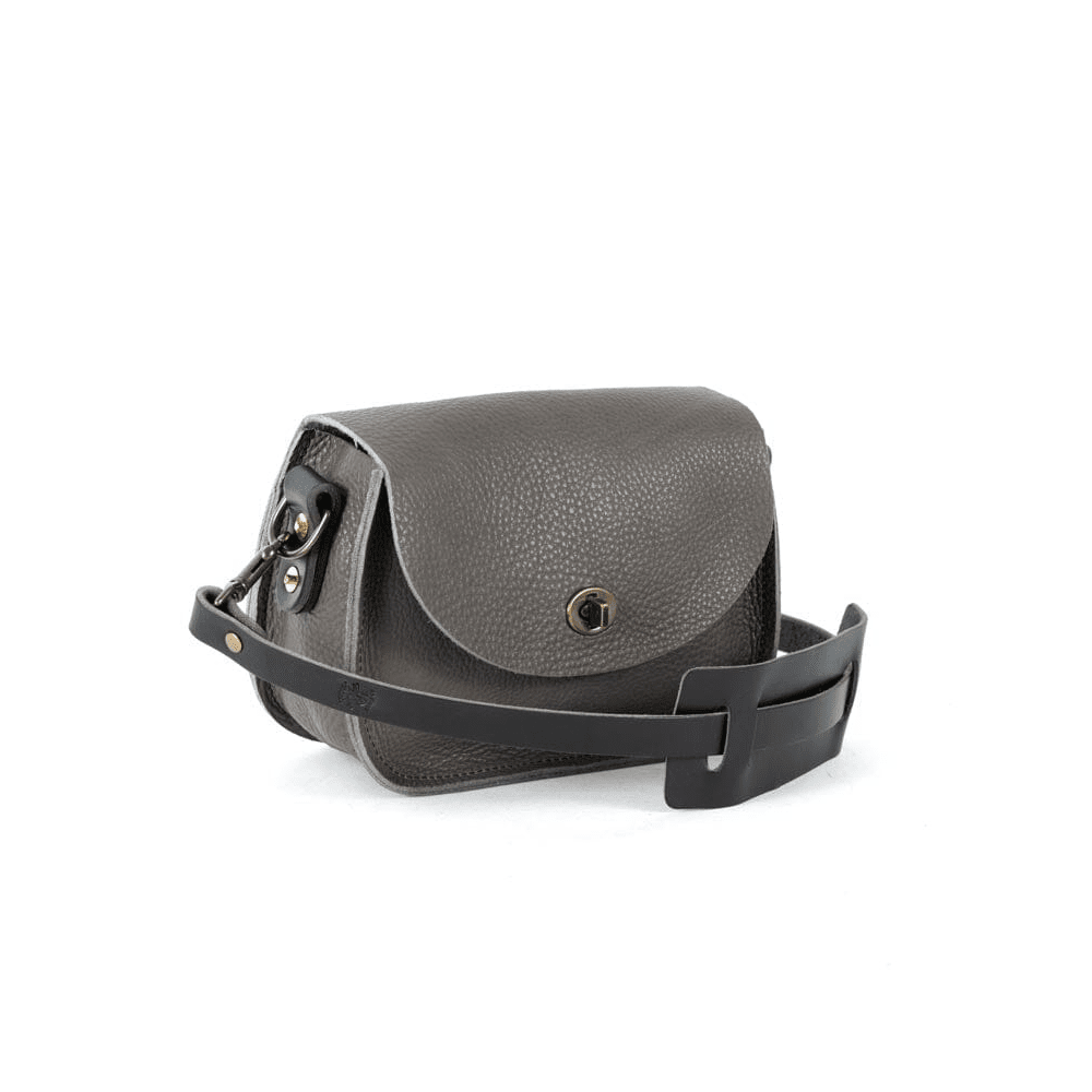 VIVIAN SATCHEL LEATHER CROSSBODY - SMALL - LEAD GRAY