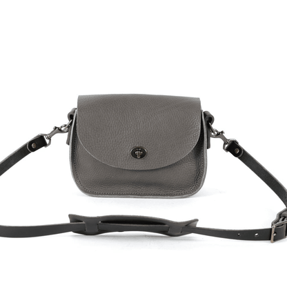 VIVIAN SATCHEL LEATHER CROSSBODY - SMALL - LEAD GRAY