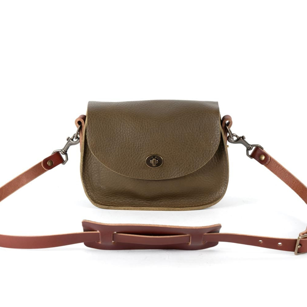 VIVIAN SATCHEL LEATHER CROSSBODY - SMALL - OLIVE