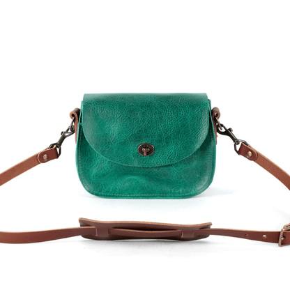 VIVIAN SATCHEL LEATHER CROSSBODY - SMALL - PINE GREEN BISON
