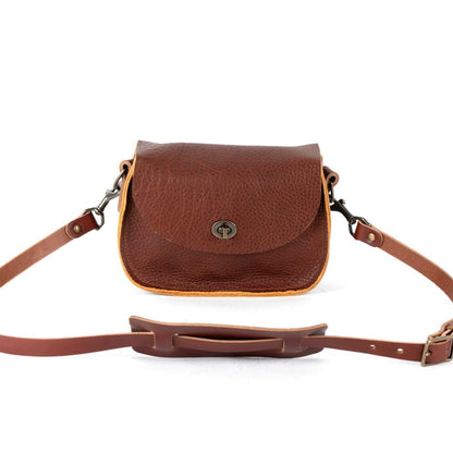 VIVIAN SATCHEL LEATHER CROSSBODY - SMALL - SADDLE