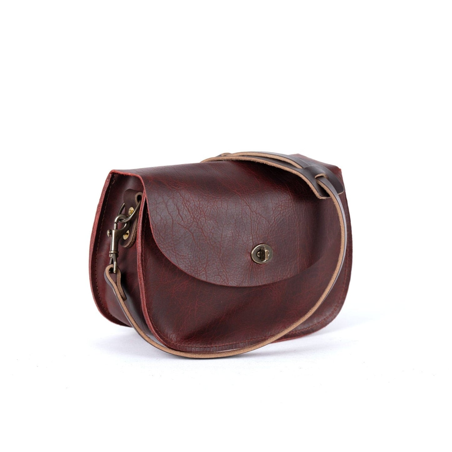 VIVIAN SATCHEL LEATHER CROSSBODY - WINE BISON