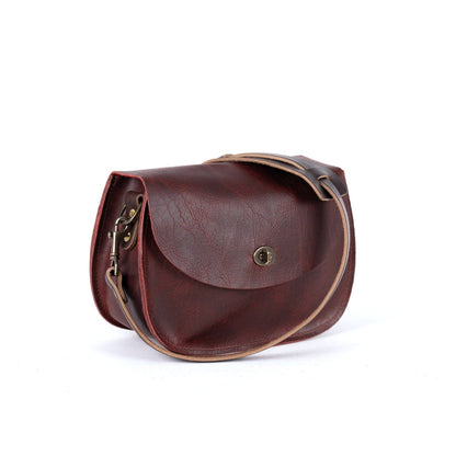VIVIAN SATCHEL LEATHER CROSSBODY - WINE BISON