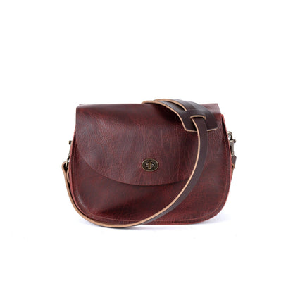 VIVIAN SATCHEL LEATHER CROSSBODY - WINE BISON