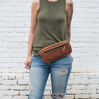 LEATHER FANNY PACK / LEATHER WAIST BAG - OLIVE
