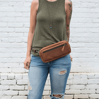LEATHER FANNY PACK / LEATHER WAIST BAG - TOBACCO