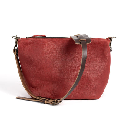 ZIP TOP LEATHER BUCKET BAG