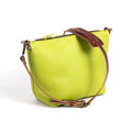 ZIP TOP LEATHER BUCKET BAG - LIME GREEN - IN STOCK