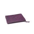LEATHER TOP ZIPPER POUCH - GRAPE BISON