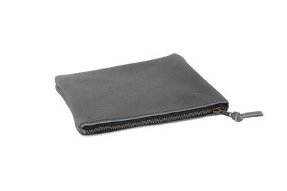 LEATHER TOP ZIPPER POUCH - SMALL