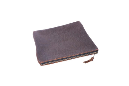 LEATHER TOP ZIPPER POUCH - SMALL