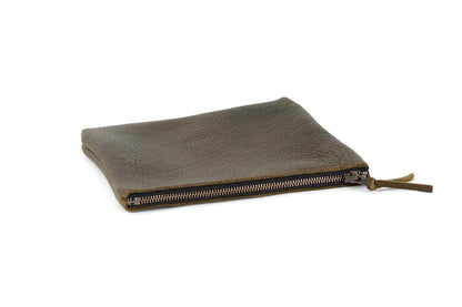 LEATHER TOP ZIPPER POUCH - SMALL