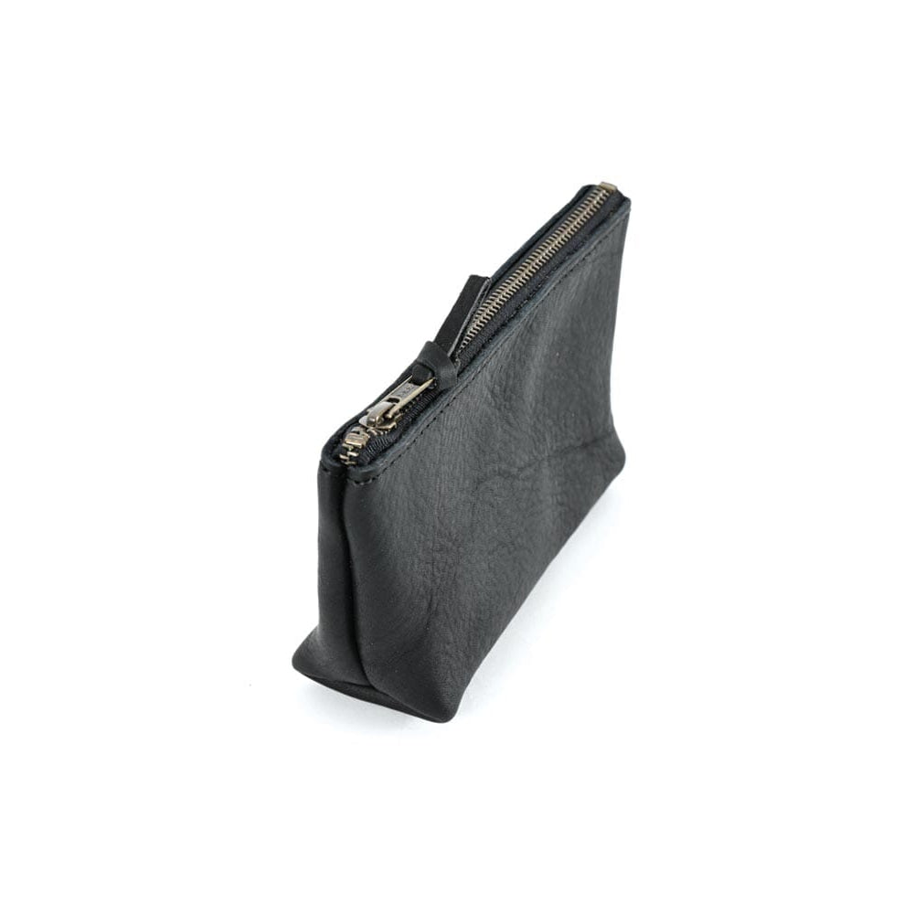 LEATHER ZIPPERED POUCH WITH GUSSET - SMALL