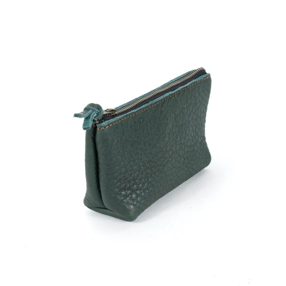 LEATHER ZIPPERED POUCH WITH GUSSET - SMALL