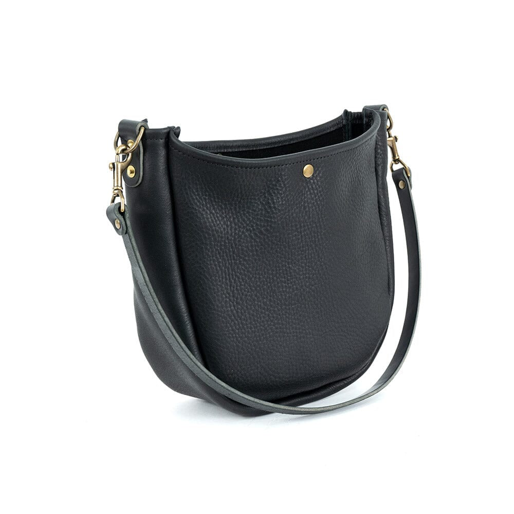 CELESTE LEATHER HOBO BAG - BLACK