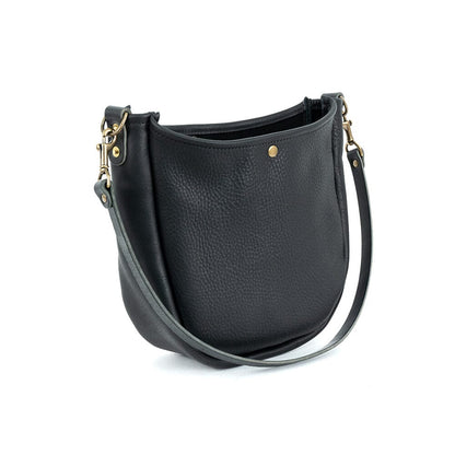 CELESTE LEATHER HOBO BAG - BLACK
