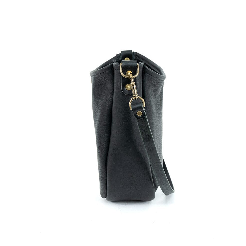 CELESTE LEATHER HOBO BAG - BLACK BISON