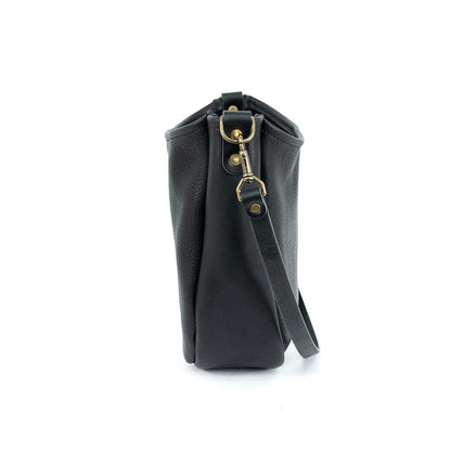 CELESTE LEATHER HOBO BAG - BLACK BISON