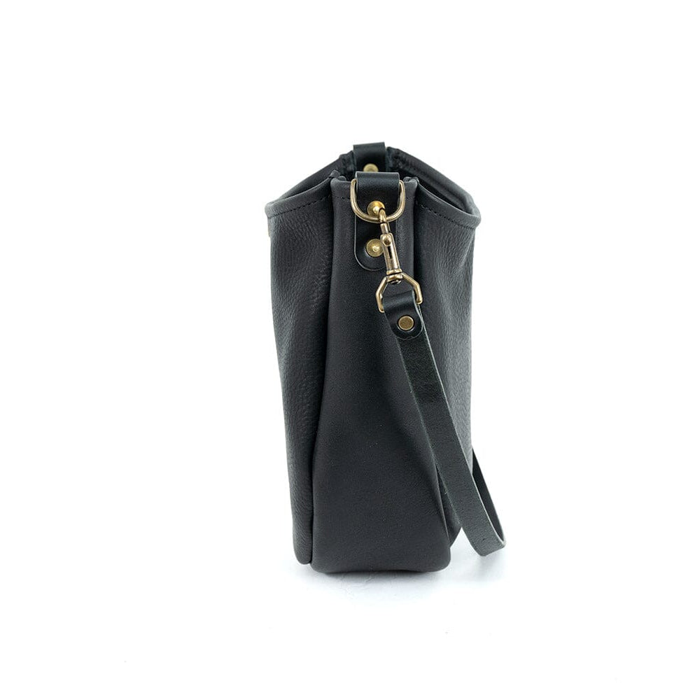 CELESTE LEATHER HOBO BAG - BLACK