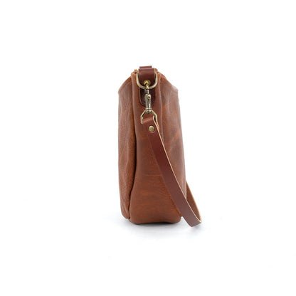 CELESTE LEATHER HOBO BAG - SADDLE