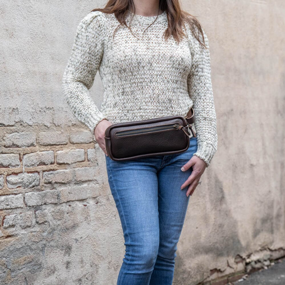LEATHER FANNY PACK / LEATHER WAIST BAG - DELUXE - MOCHA