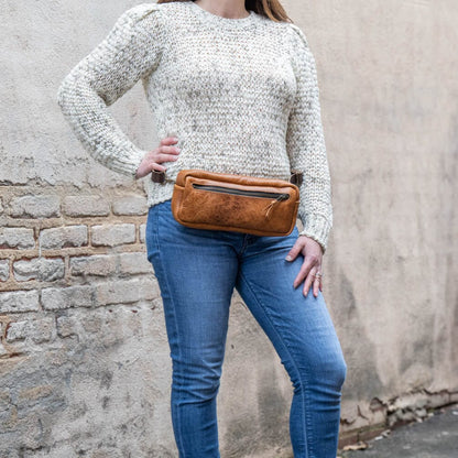 LEATHER FANNY PACK / LEATHER WAIST BAG - PEANUT BISON