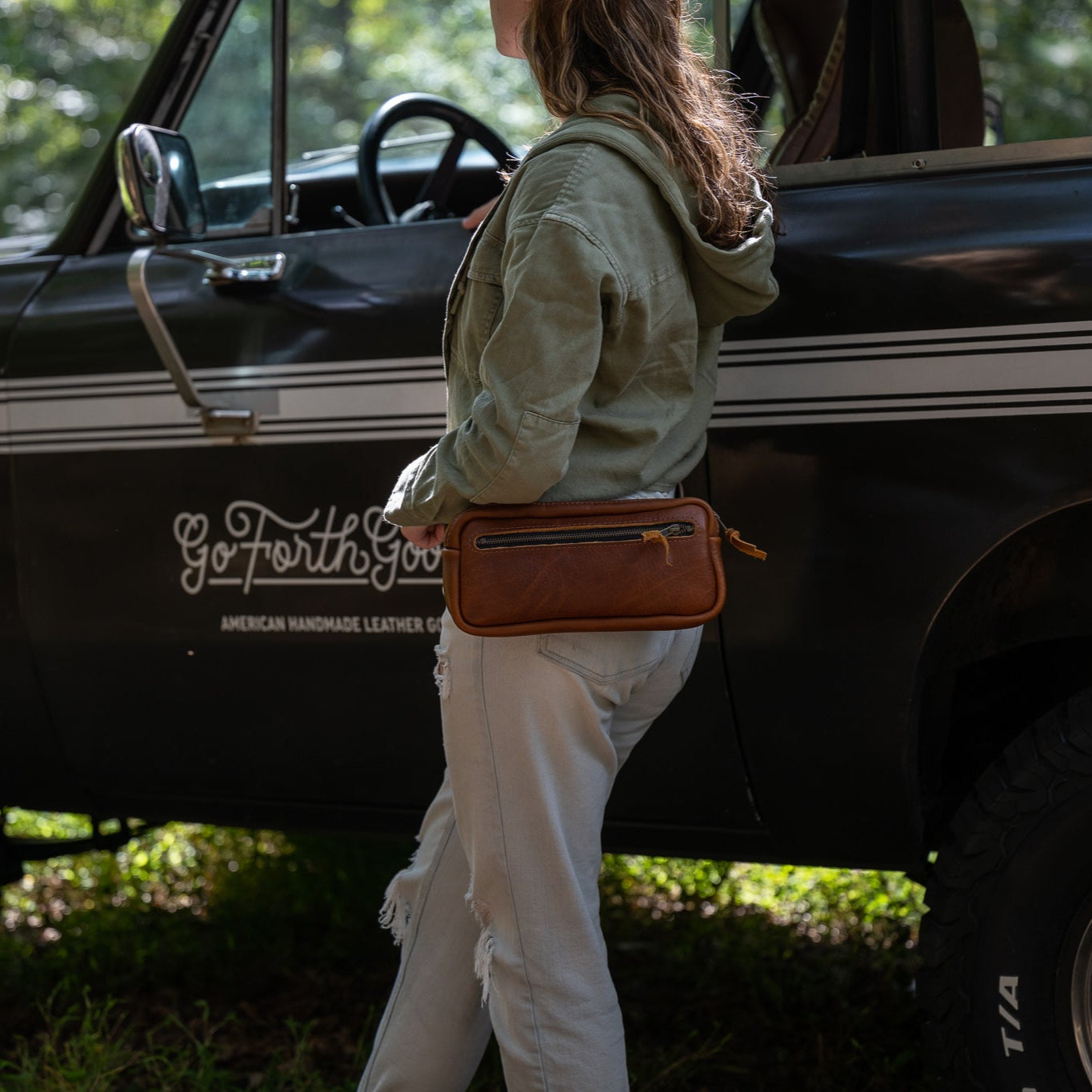 LEATHER FANNY PACK / LEATHER WAIST BAG - DELUXE - RAVEN