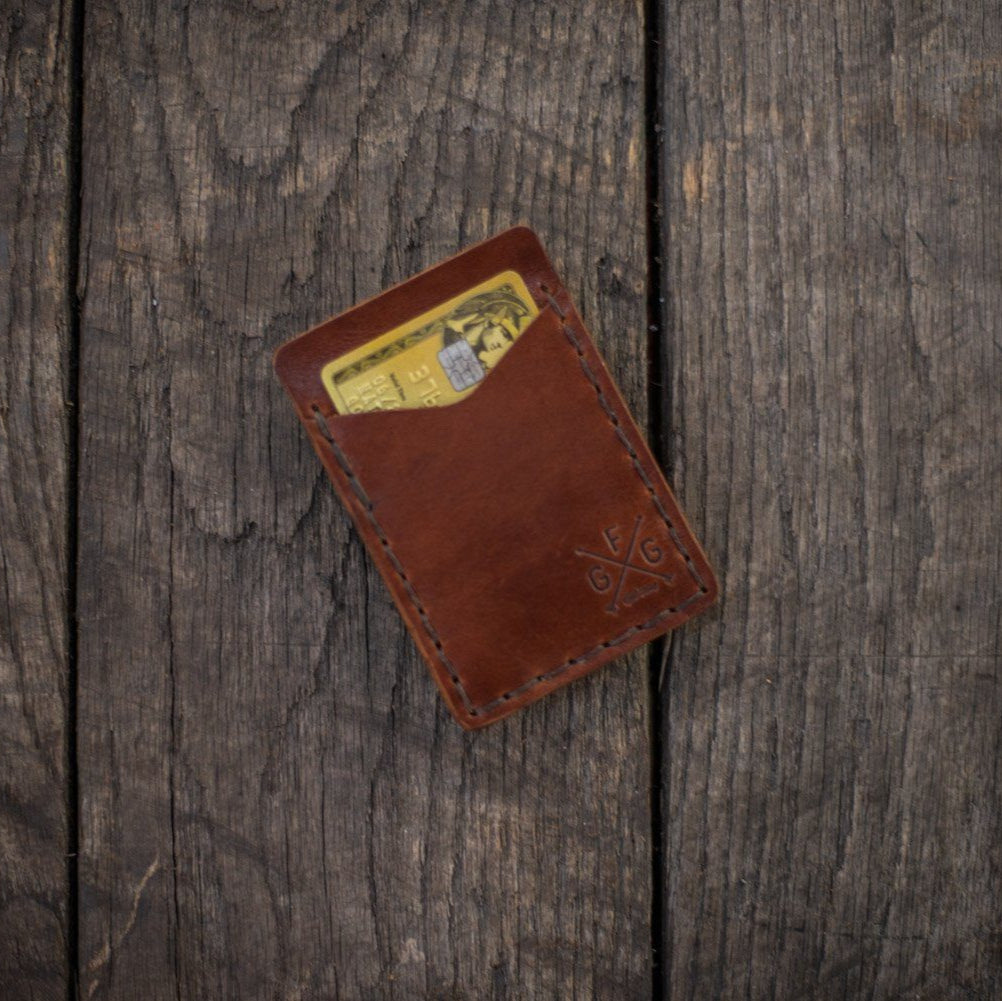 SLIM LEATHER CARD WALLET WITH MAGNETIC MONEY CLIP