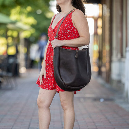 CELESTE LEATHER HOBO BAG - LARGE - MOCHA