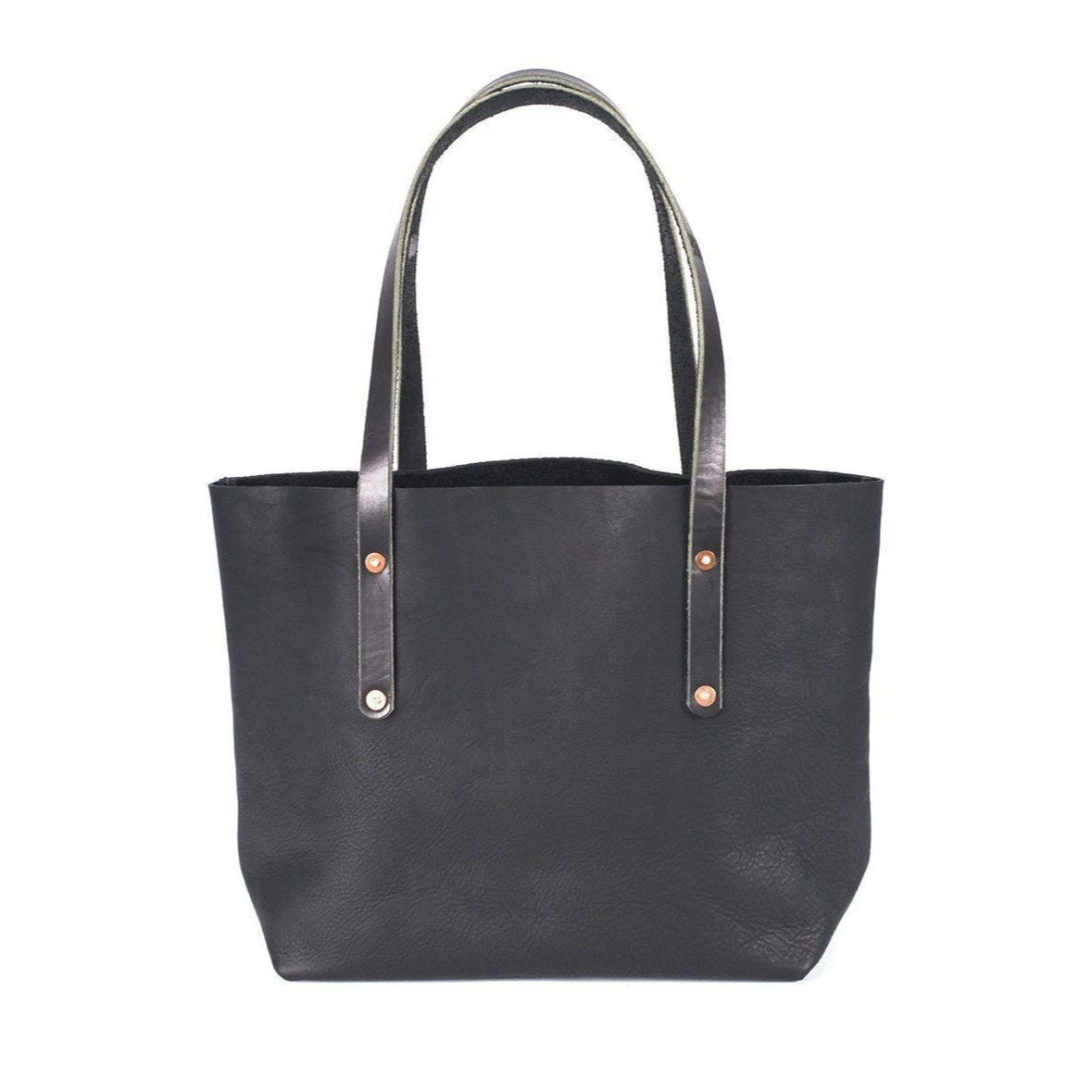 leather tote bag, full grain leather bag - black color - Avery Tote