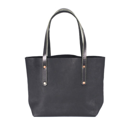 leather tote bag, full grain leather bag - black color - Avery Tote