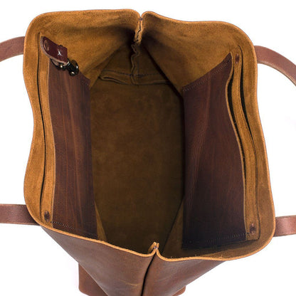 AVERY LEATHER TOTE BAG - MEDIUM - SADDLE