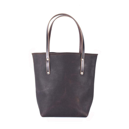 AVERY LEATHER TOTE BAG - SLIM LARGE - MOCHA