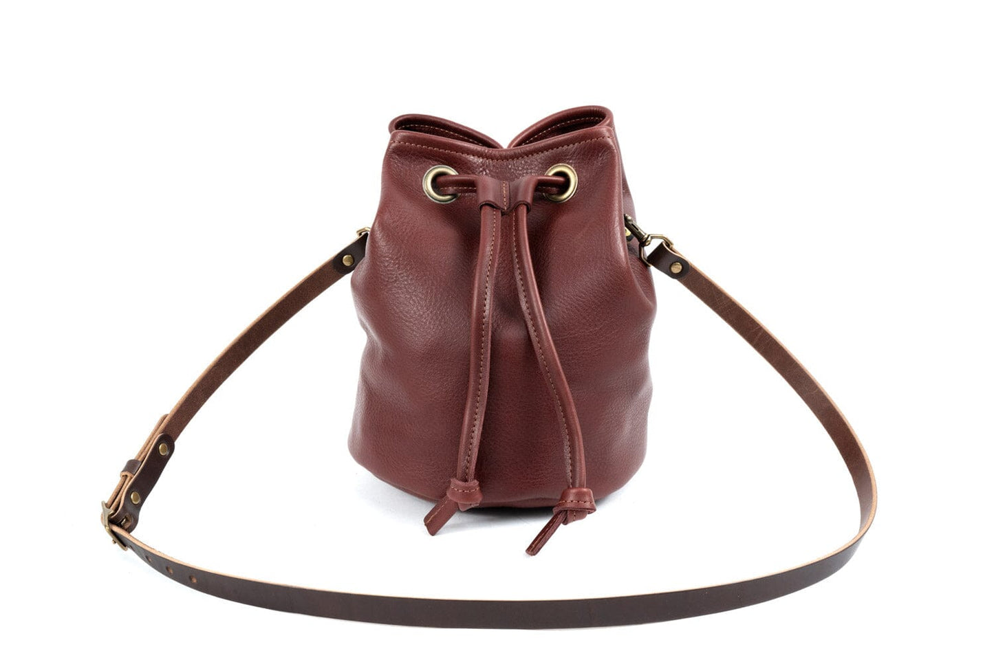 LEATHER BUCKET BAG - LARGE - MERLOT