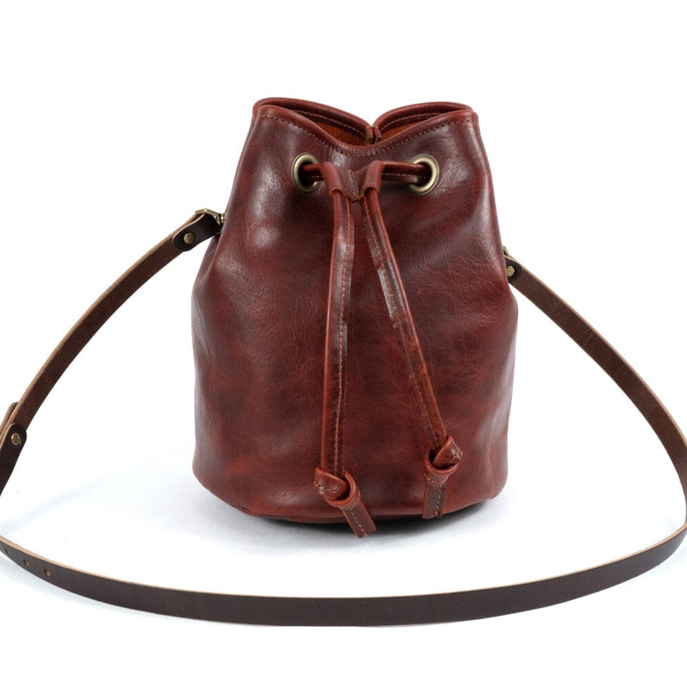LEATHER BUCKET BAG - LARGE - REDWOOD BISON