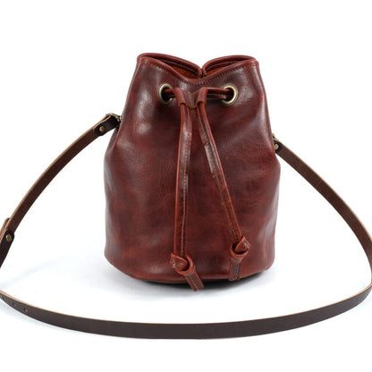 LEATHER BUCKET BAG - LARGE - REDWOOD BISON