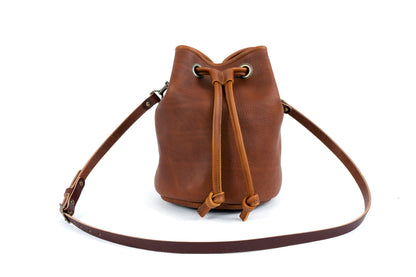 LEATHER BUCKET BAG - LARGE - WHISKY BISON | MOCHA STRAPS