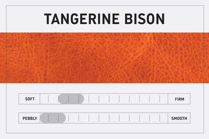 LEATHER TOP ZIPPER POUCH - TANGERINE BISON