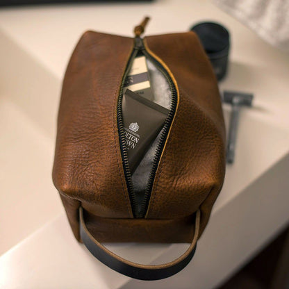LEATHER SHAVE KIT | LEATHER TOILETRY BAG | LEATHER DOPP KIT