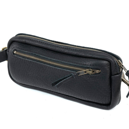 LEATHER FANNY PACK / LEATHER WAIST BAG - DELUXE - BLACK