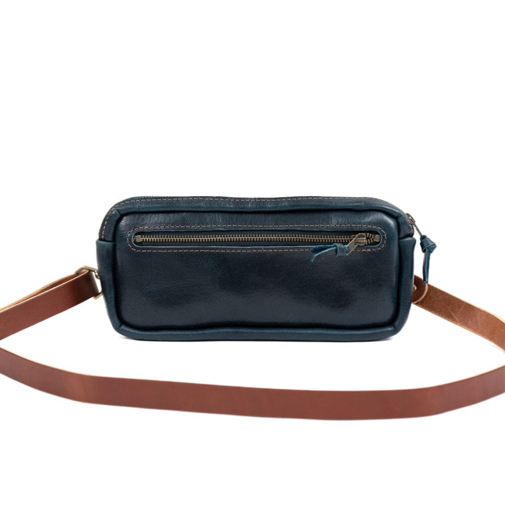 LEATHER FANNY PACK / LEATHER WAIST BAG - DELUXE - INDIGO BISON