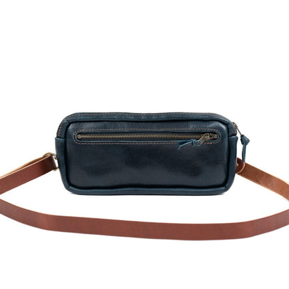 LEATHER FANNY PACK / LEATHER WAIST BAG - DELUXE - INDIGO BISON