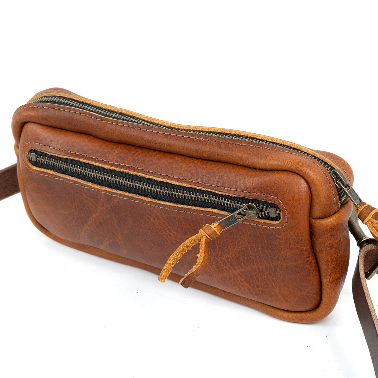 LEATHER FANNY PACK / LEATHER WAIST BAG - DELUXE - RAVEN