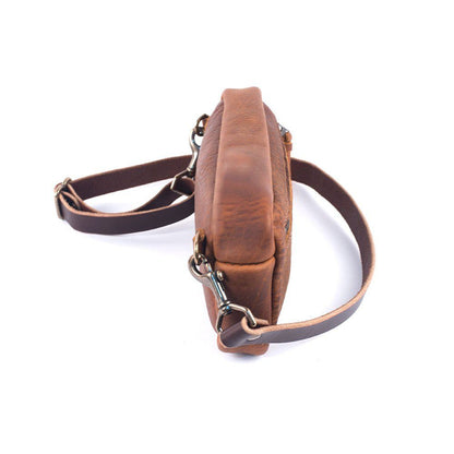 LEATHER FANNY PACK / LEATHER WAIST BAG - SADDLE