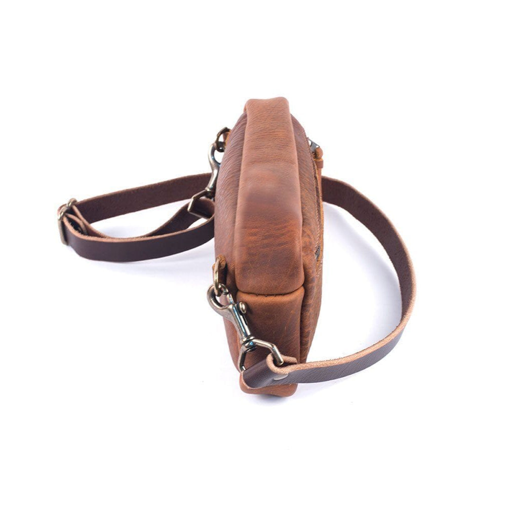 LEATHER FANNY PACK / LEATHER WAIST BAG - BLACK