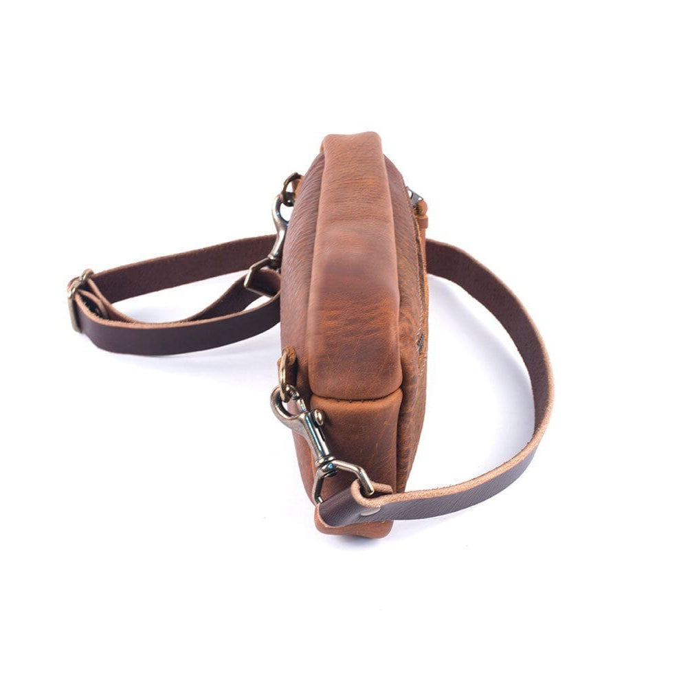 LEATHER FANNY PACK / LEATHER WAIST BAG - PEANUT BISON