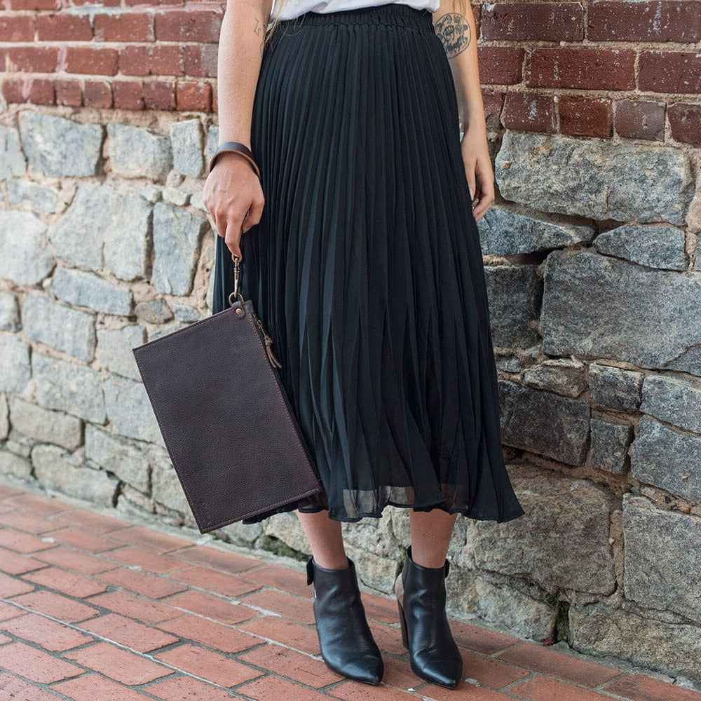 FELICITY ZIPPERED CLUTCH WITH WRISTLET LARGE - MOCHA