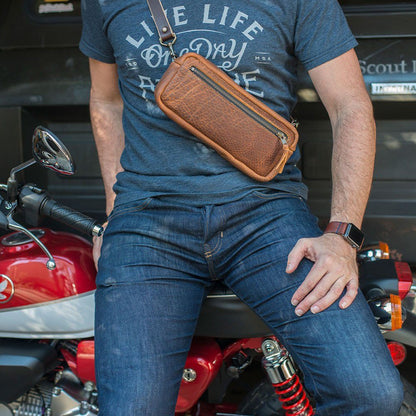 LEATHER FANNY PACK / LEATHER WAIST BAG - SADDLE