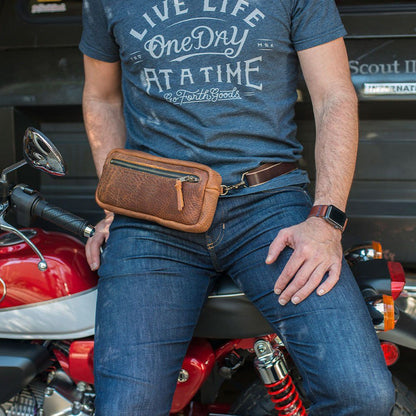 LEATHER FANNY PACK / LEATHER WAIST BAG - SADDLE