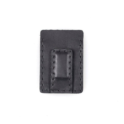 SLIM LEATHER CARD WALLET WITH MAGNETIC MONEY CLIP